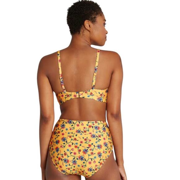 ModCloth NIP Sara Retro Charm Yellow Print High-Waisted Bikini Bottom Size XL - Picture 14 of 14